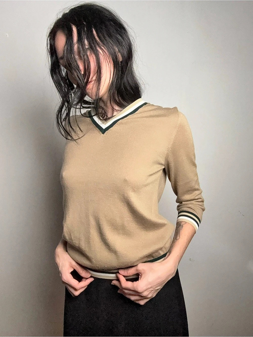 Jil Sander Silk Cashmere V-Neck Sweater Size Small Like New
